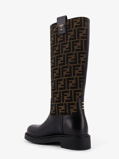 Fendi Filo leather and FF Jacquard Fabric boots thumbnail