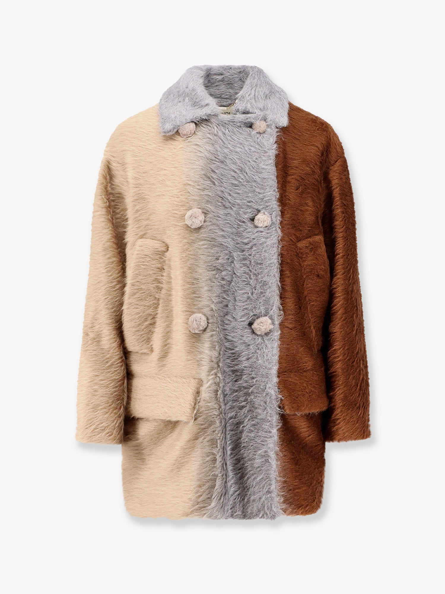 Alpaca and wool double-breasted coat FENDI - Nugnes1920