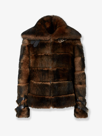 Brown backed sheepskin and nappa jacket thumbnail