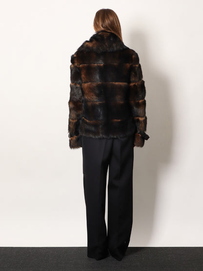 Brown backed sheepskin and nappa jacket thumbnail