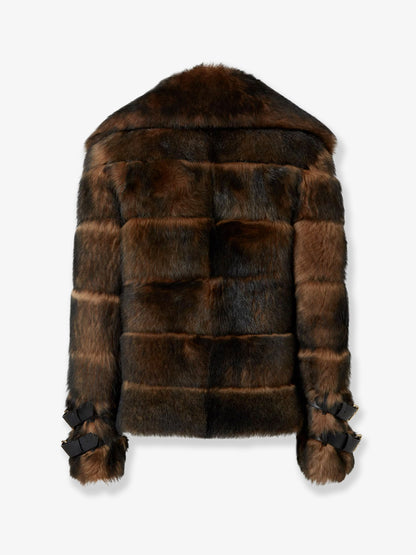 Brown backed sheepskin and nappa jacket thumbnail