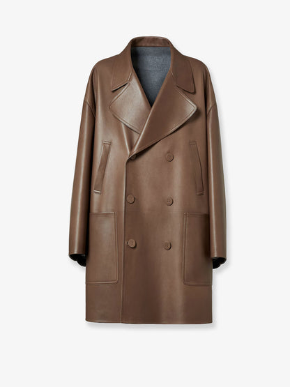 Cappotto doppiopetto in pelle thumbnail