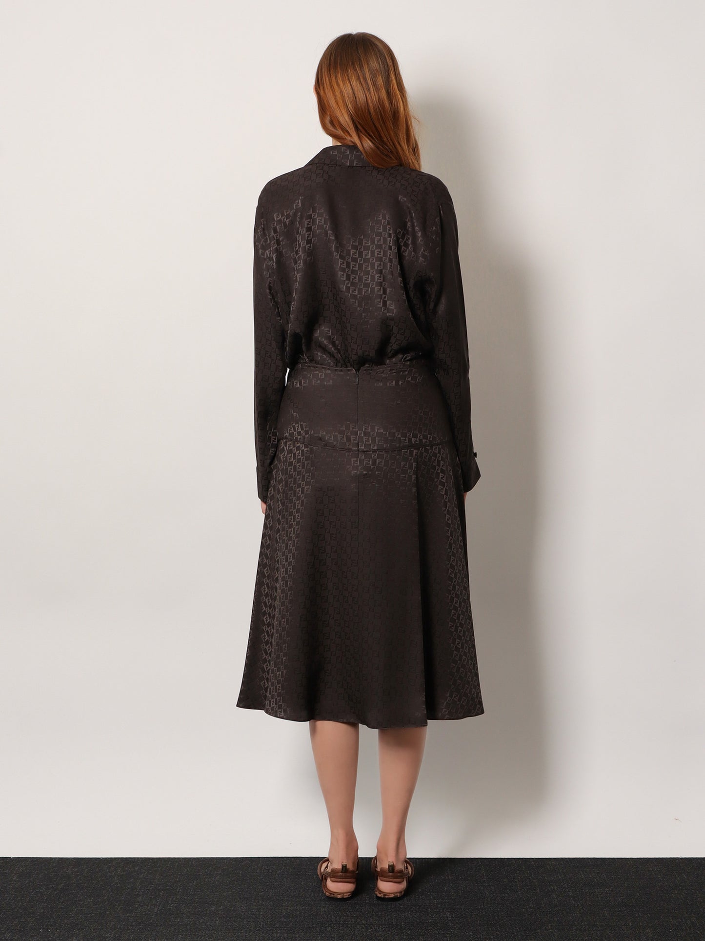 Midi FF jacquard silk skirt