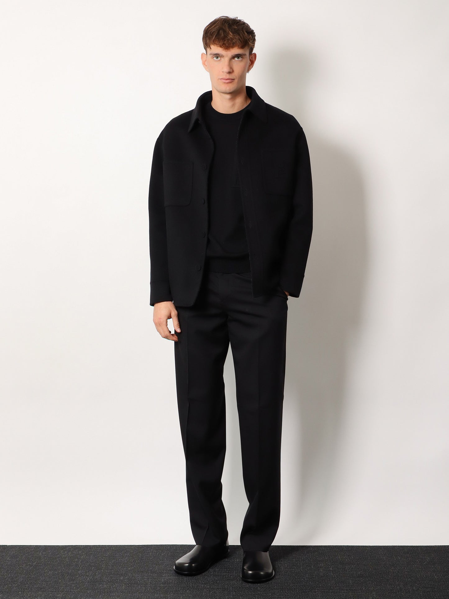 Wool coat with FF embossed detail