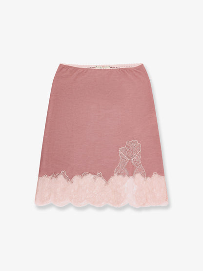 Cashmere and silk skirt with lace profiles thumbnail