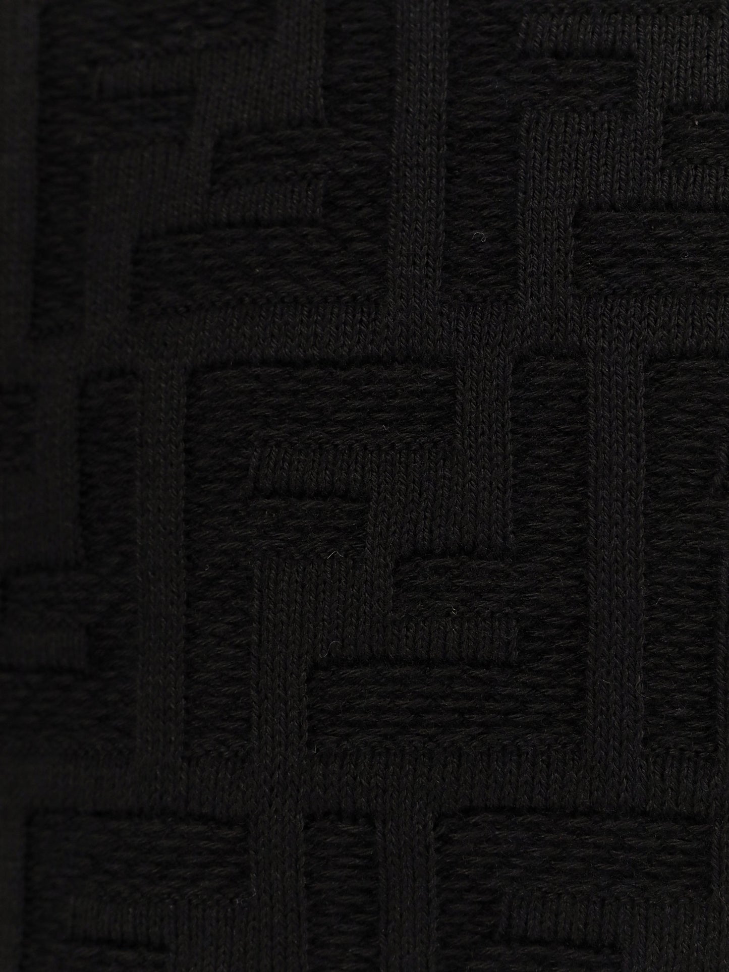 Cotton sweater with FF jacquard effect