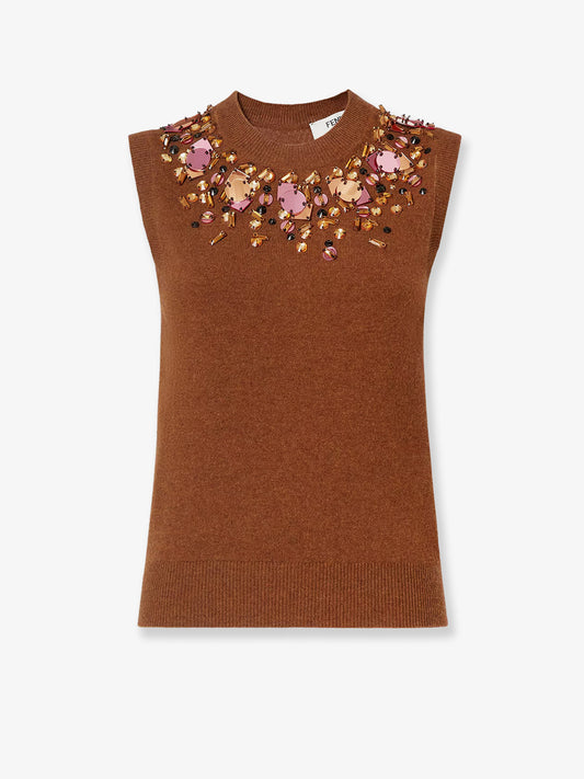 Sleeveless wool and cashmere sweater