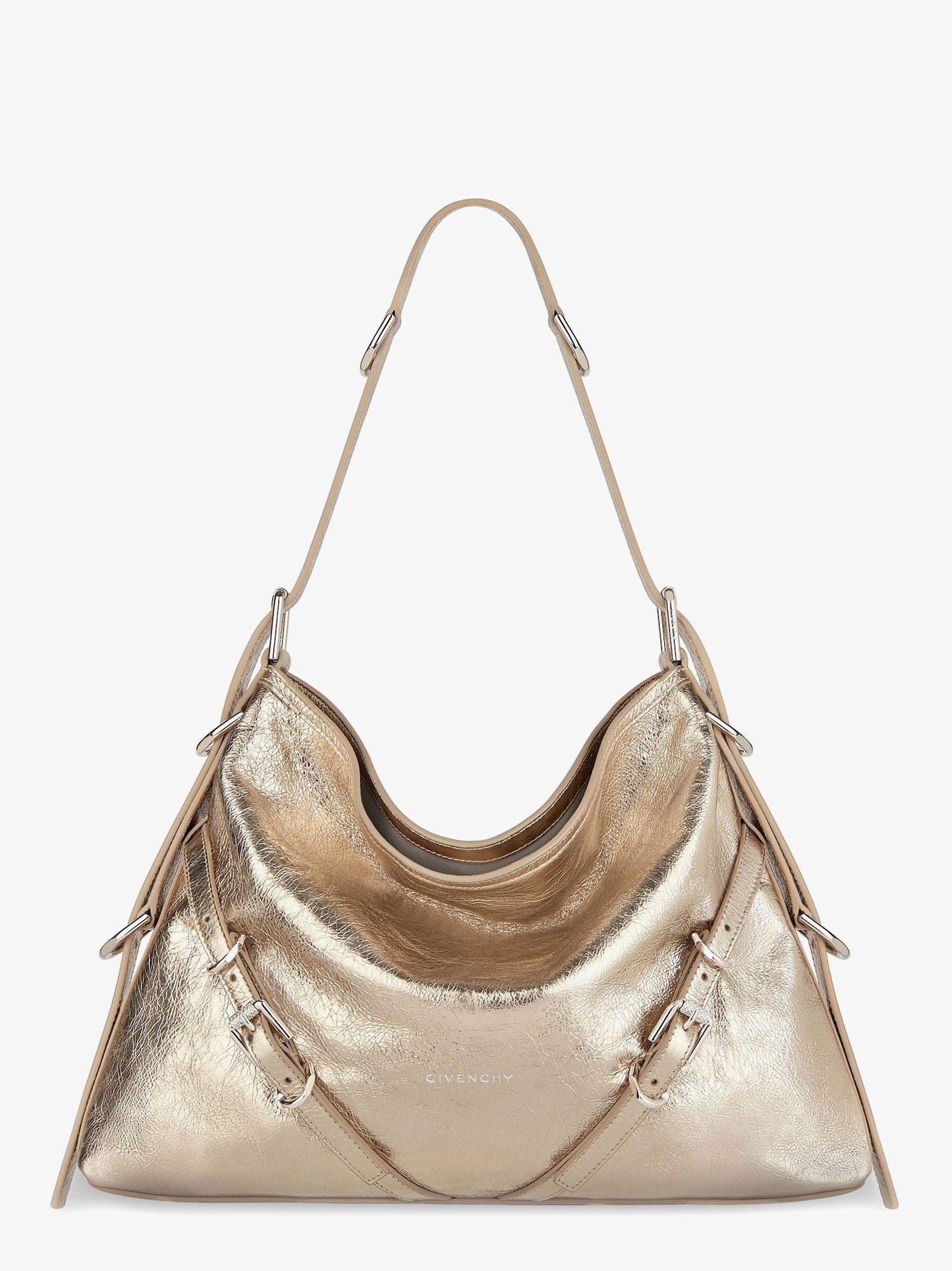 Voyou metallized leather shoulder bag