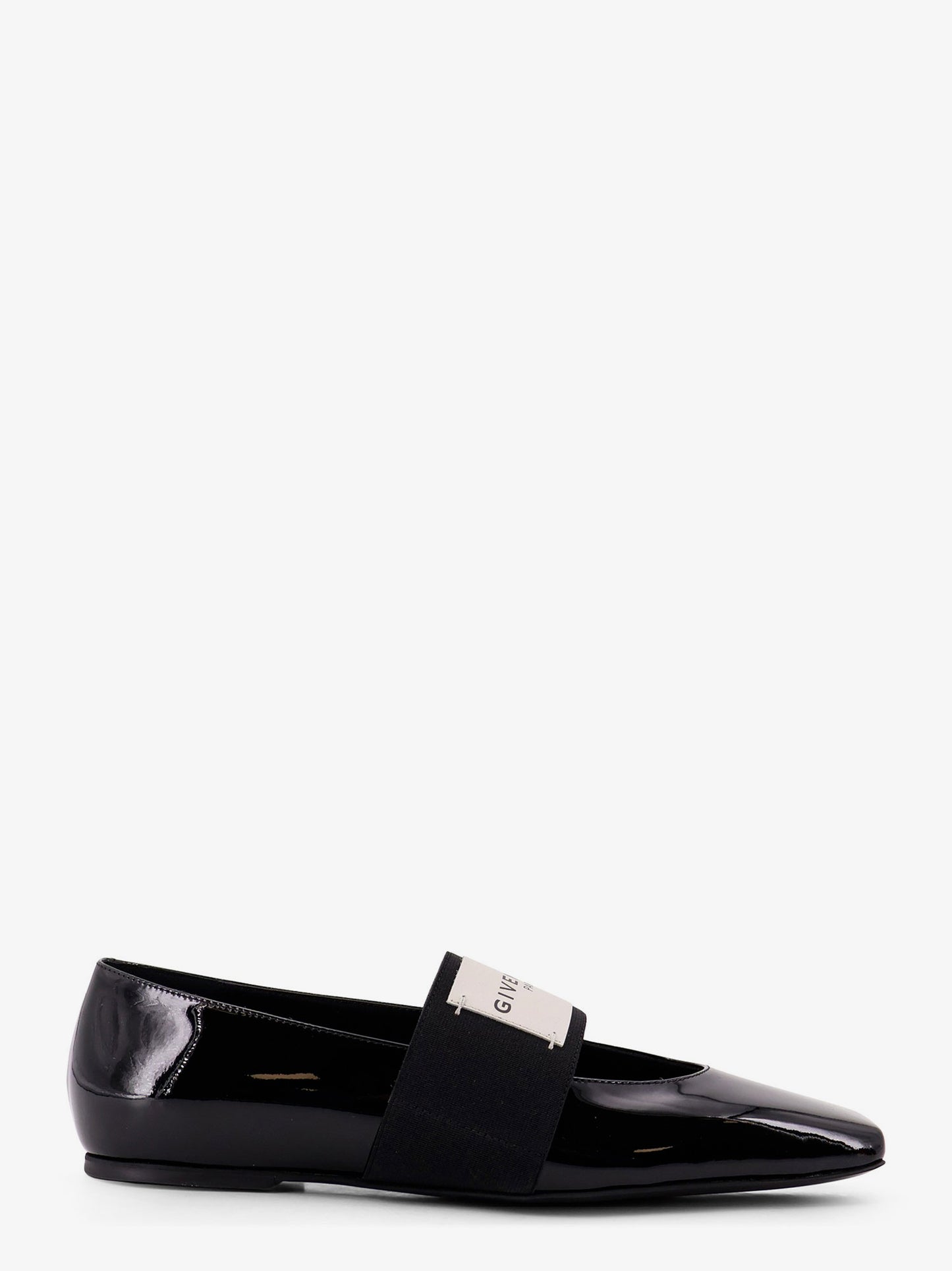 Patent leather ballerinas with maxi logo label