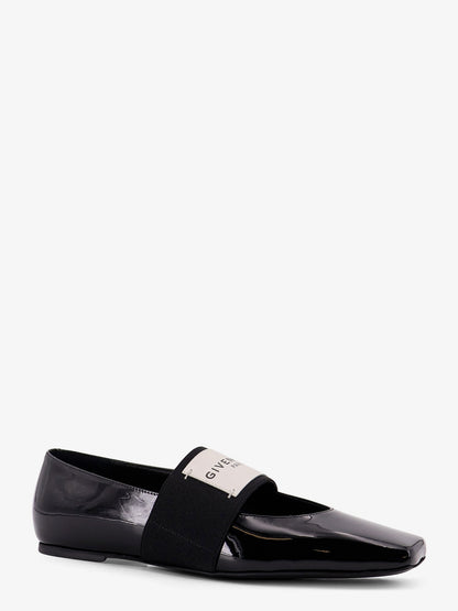 Patent leather ballerinas with maxi logo label thumbnail