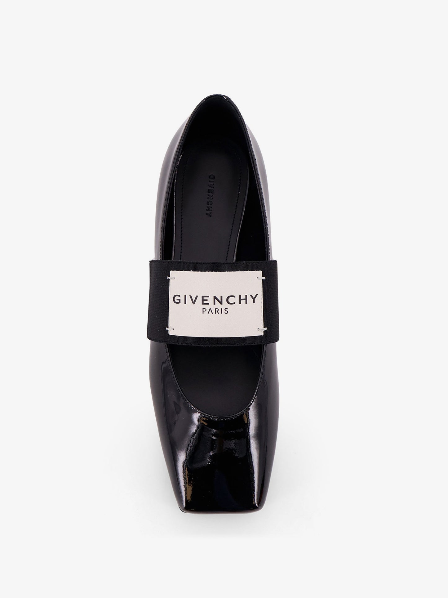 Patent leather ballerinas with maxi logo label