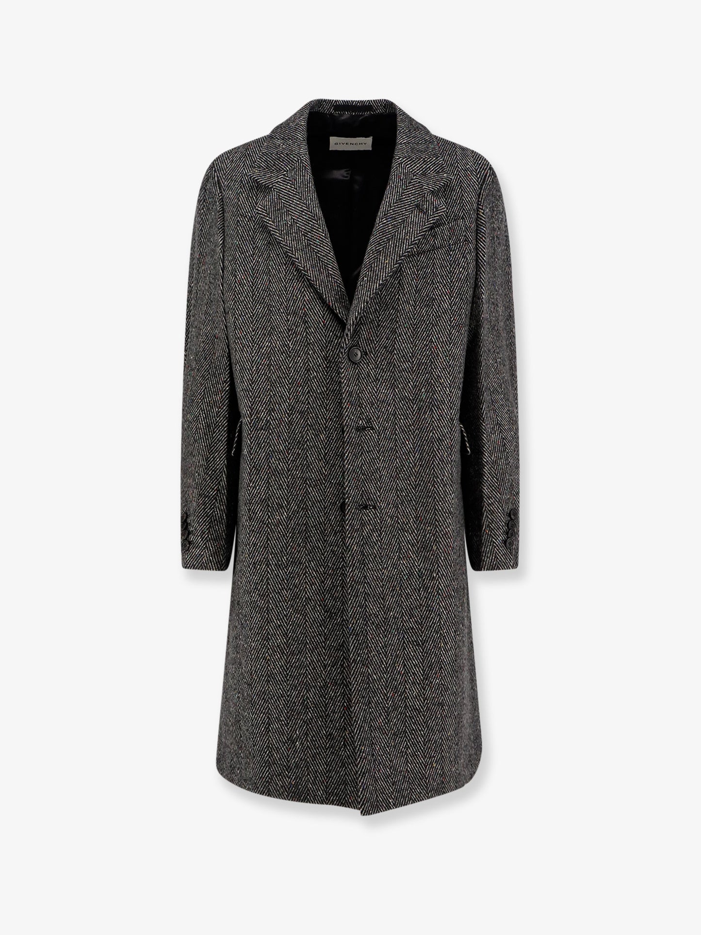 Wool blend coat with herringbone motif