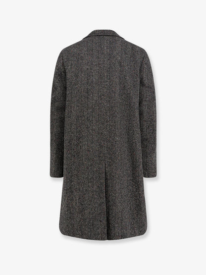 Wool blend coat with herringbone motif thumbnail