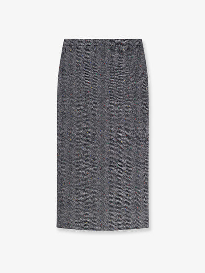 Herringbone motif cotton skirt thumbnail