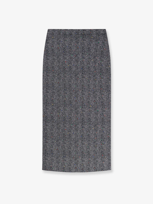 Herringbone motif cotton skirt