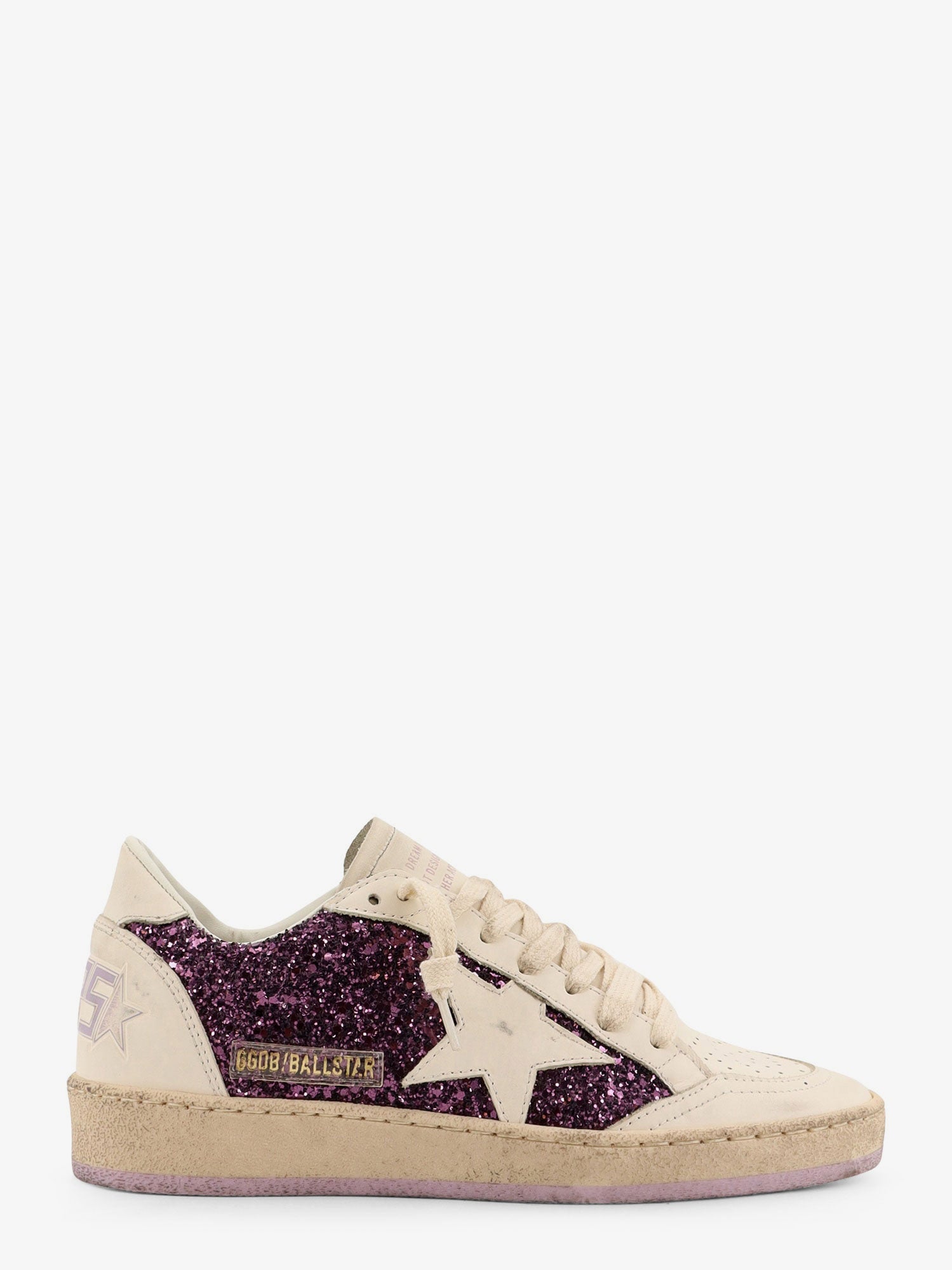 Ball Star leather sneakers with glittered insert