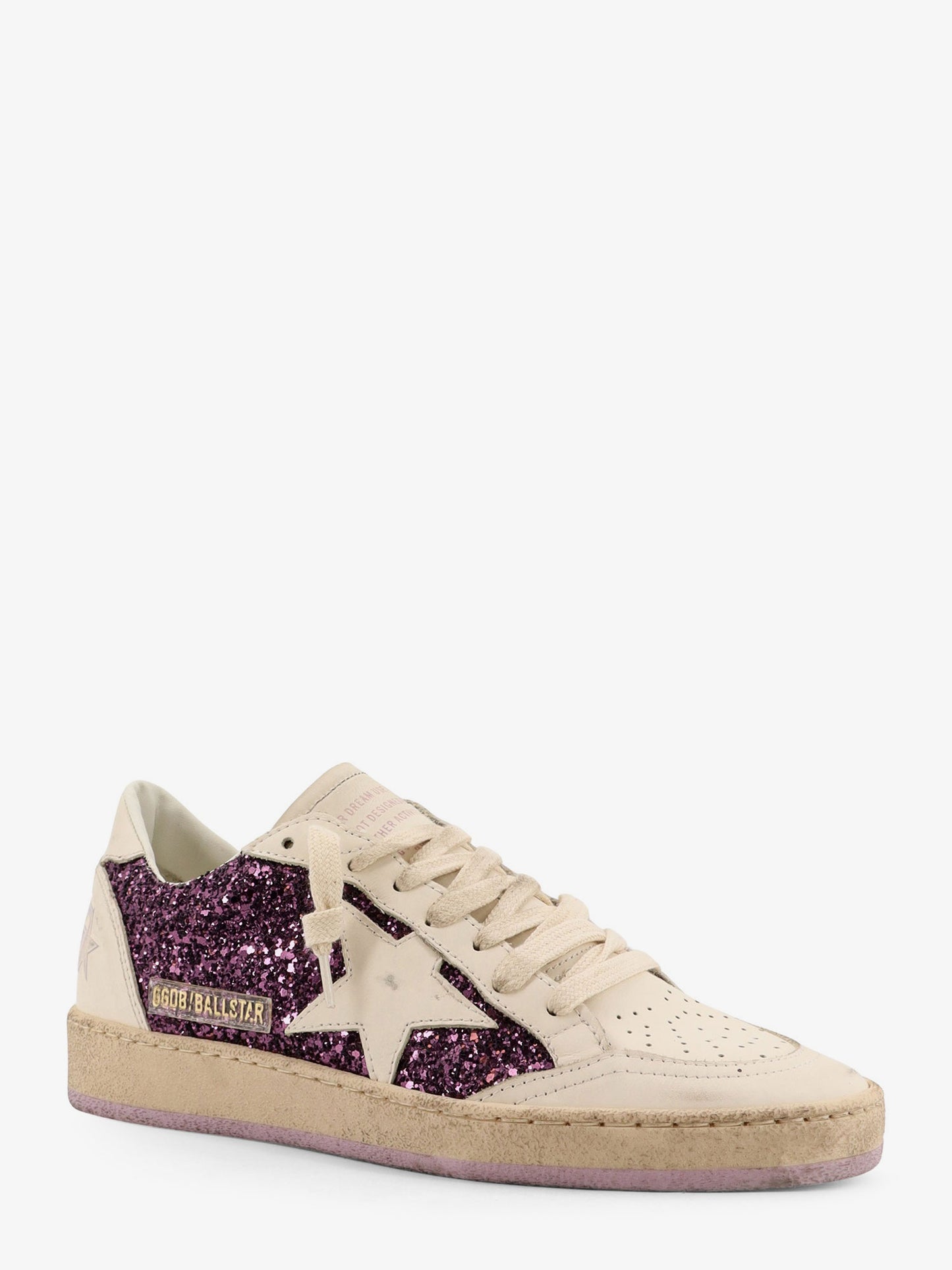Sneakers Ball Star in pelle con inserto glitterato