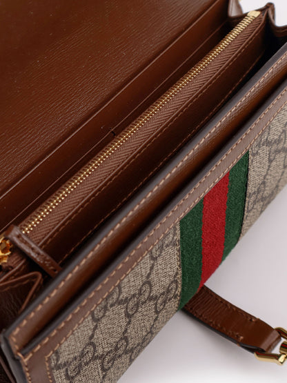 Jackie 1961 GG Supreme fabric and leather wallet with shoulder strap thumbnail