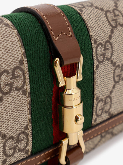 Jackie 1961 GG Supreme fabric and leather wallet with shoulder strap thumbnail