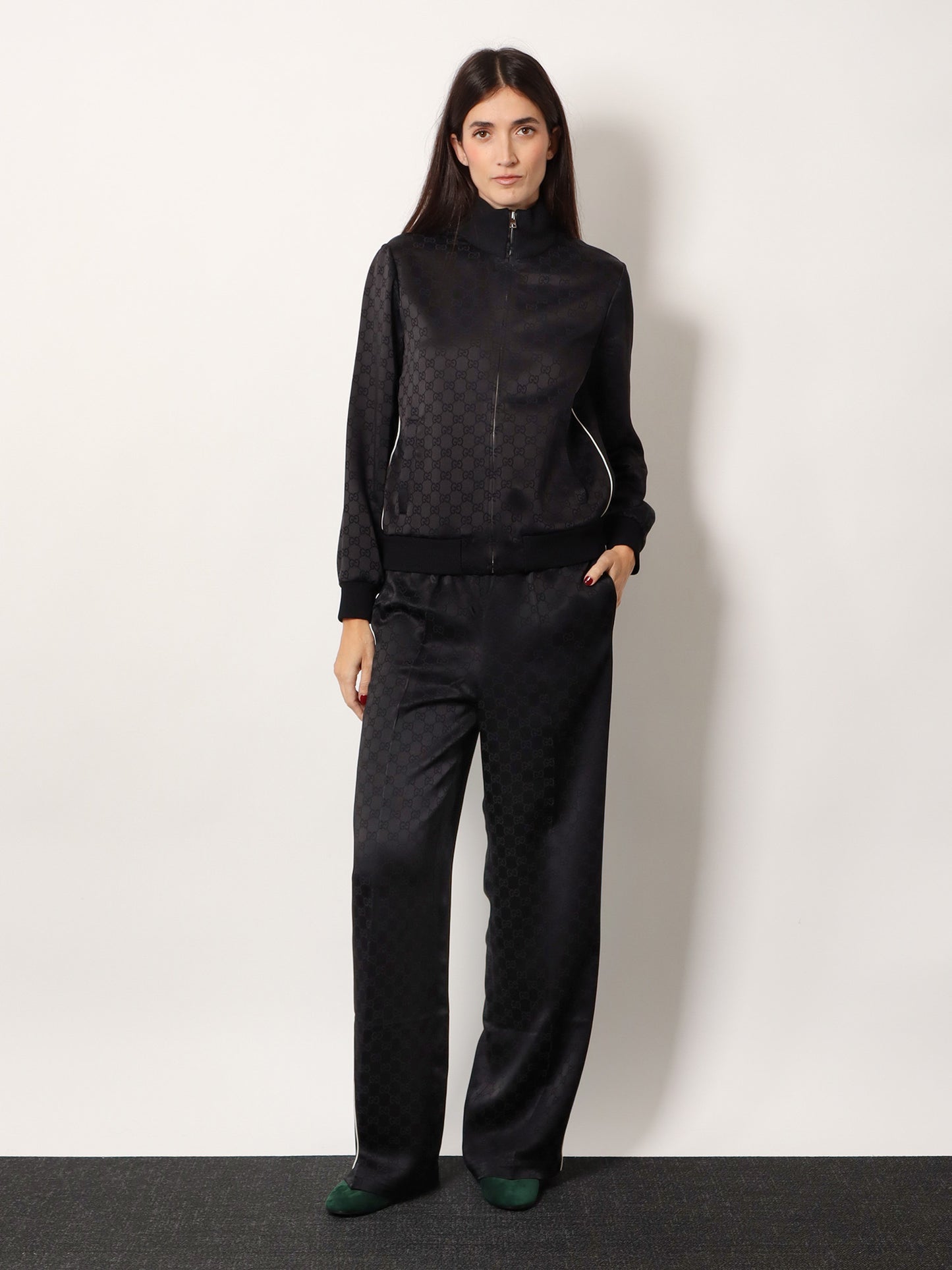 Viscose blend trousers with all-over GG motif