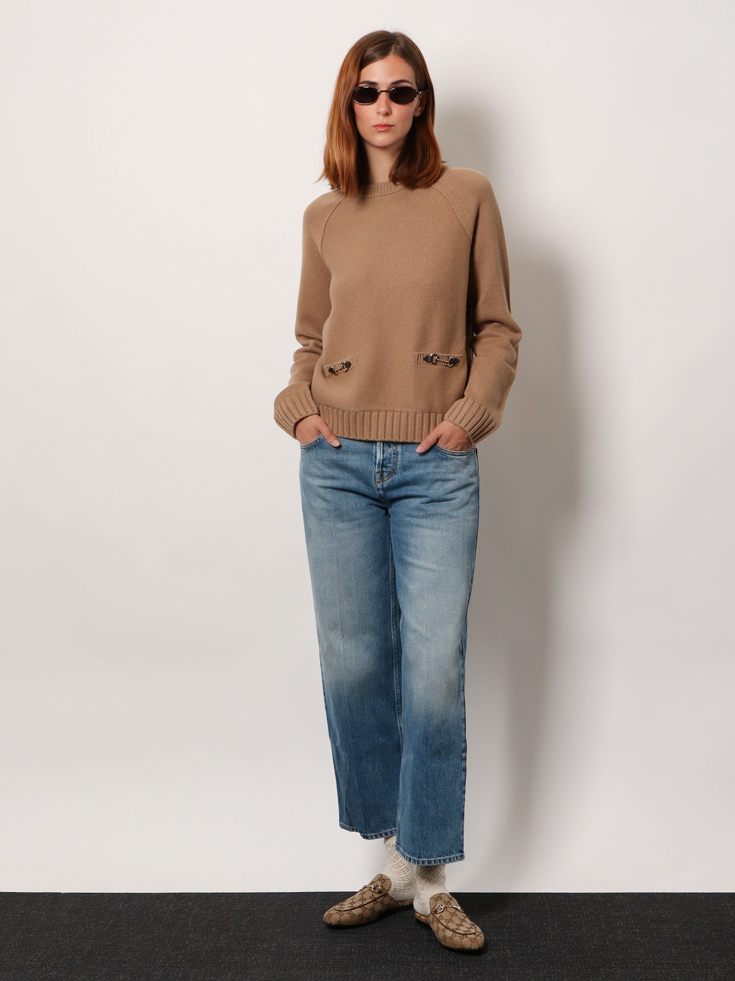 Cotton jeans with Gucci Rosso Ancora naplak tag GUCCI