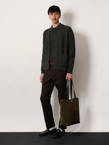 Cardigan in lana e cashmere a costine thumbnail