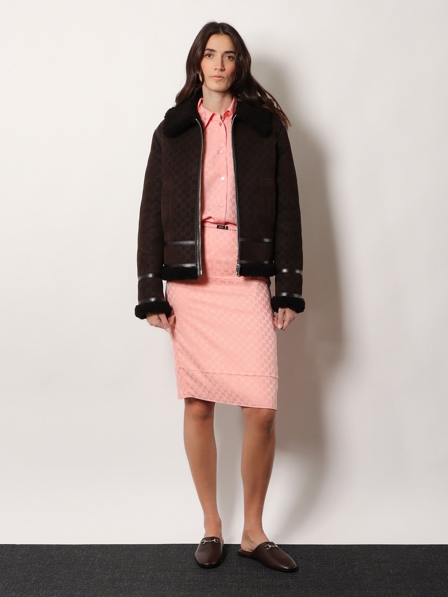 Suede jacket with GG motif