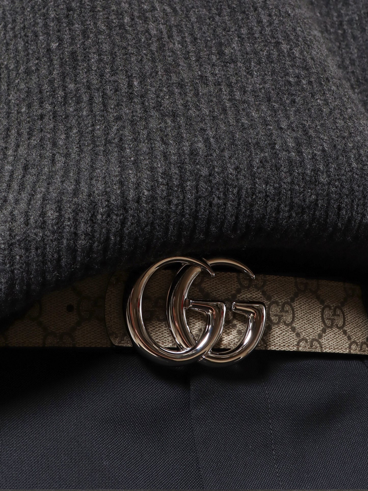 Reversible leather and Supreme GG fabric belt