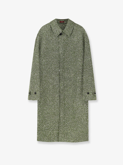 Double-breasted poplin coat with bouclé print thumbnail