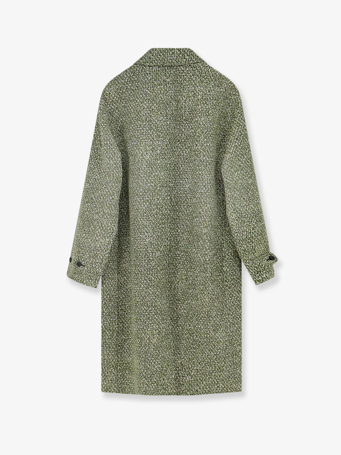 Double-breasted poplin coat with bouclé print