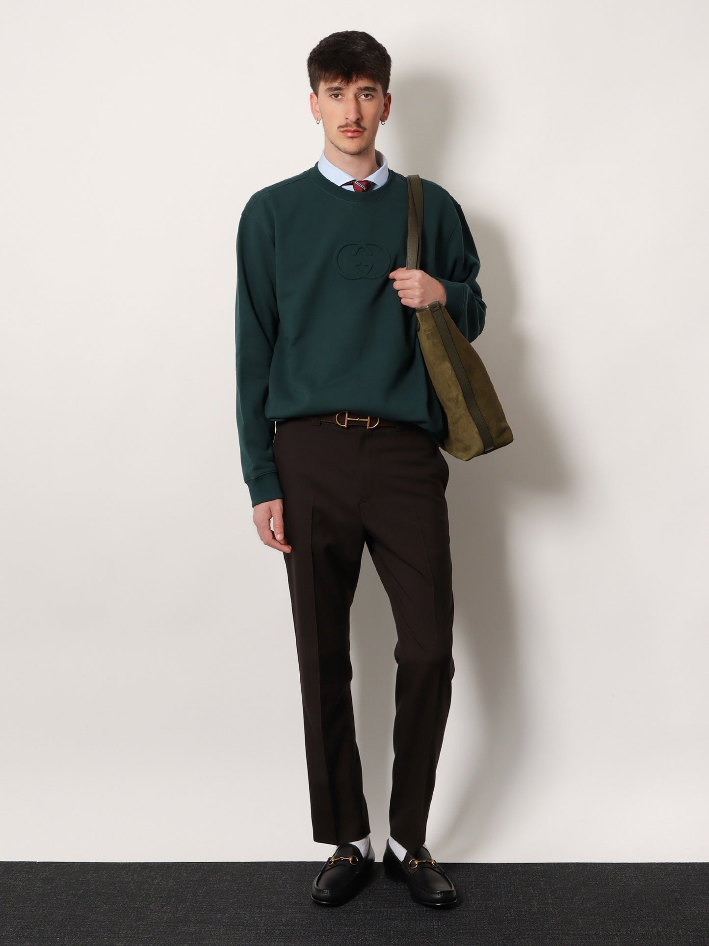 Cotton sweatshirt with GG Incrocio detail