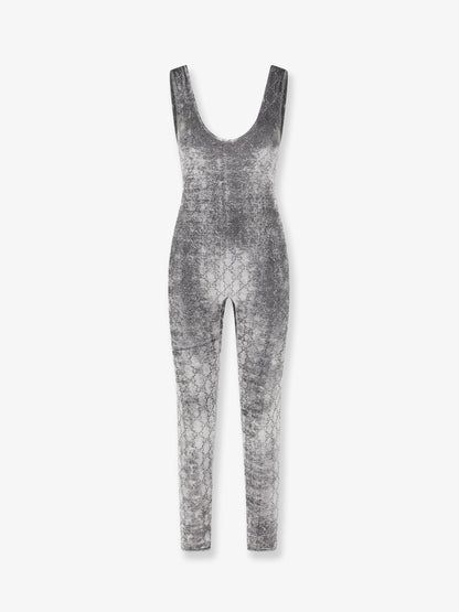 Stretch chenille jumpsuit with all-over crystals thumbnail