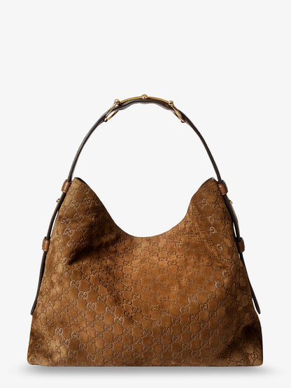 Beatrix suede shoulder bag with all-over GG logo thumbnail