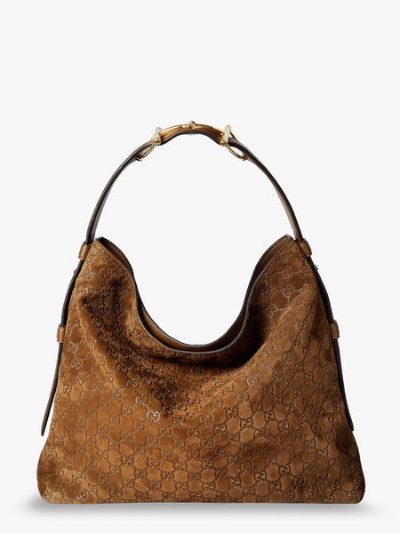 Beatrix suede shoulder bag with all-over GG logo GUCCI