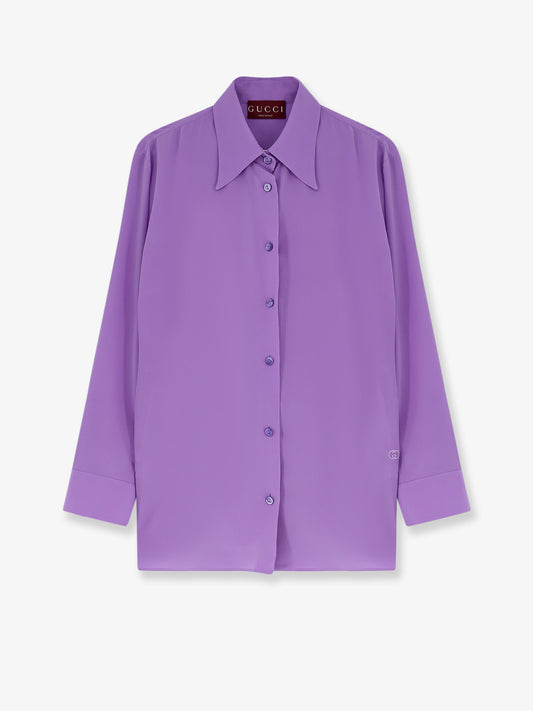 Silk shirt with GG embroidery