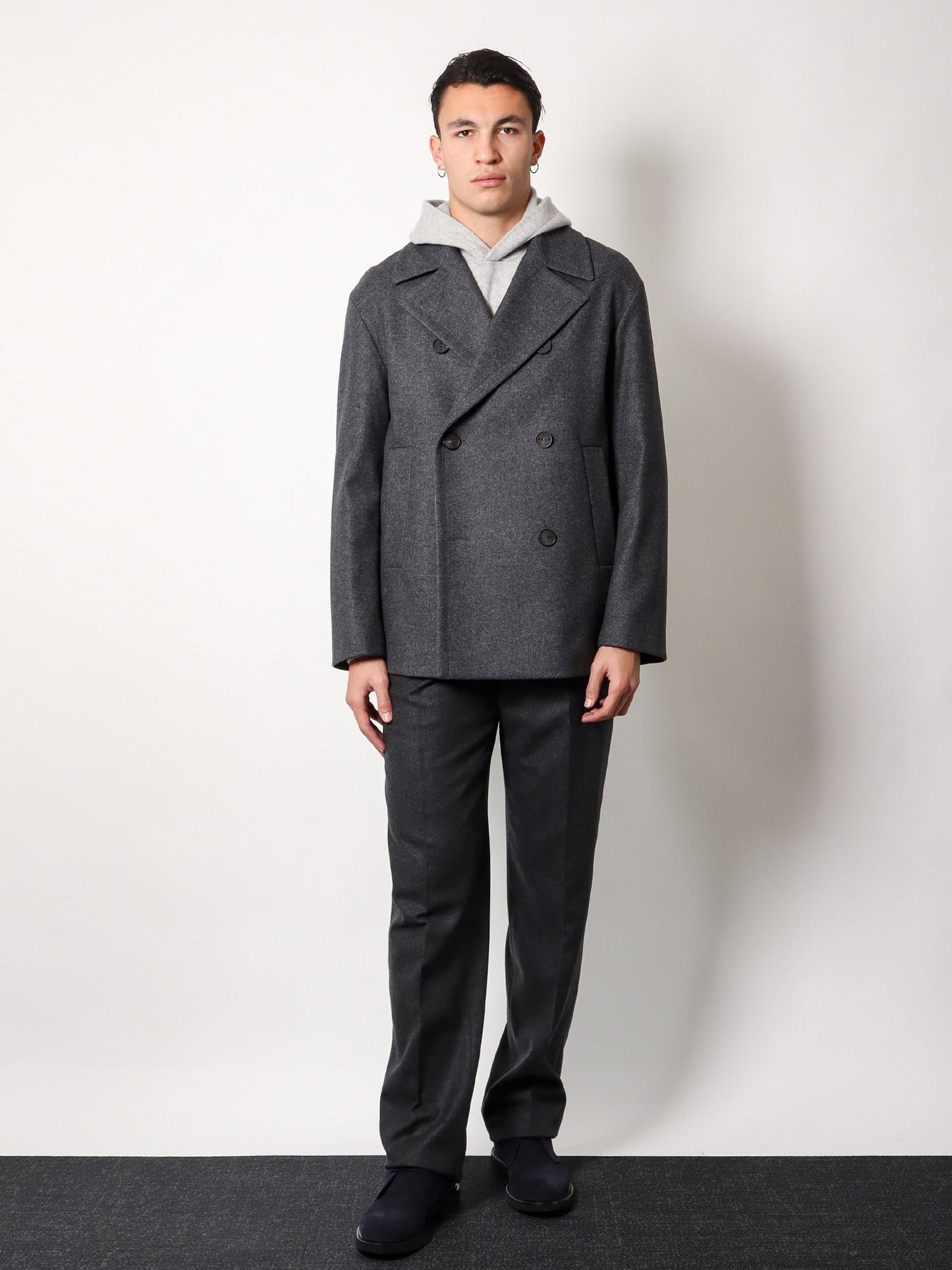 Double-breasted virgin wool blend coat
