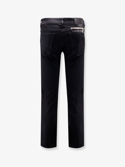 Pantaloni in misto cotone con targhetta Logo in pelle thumbnail