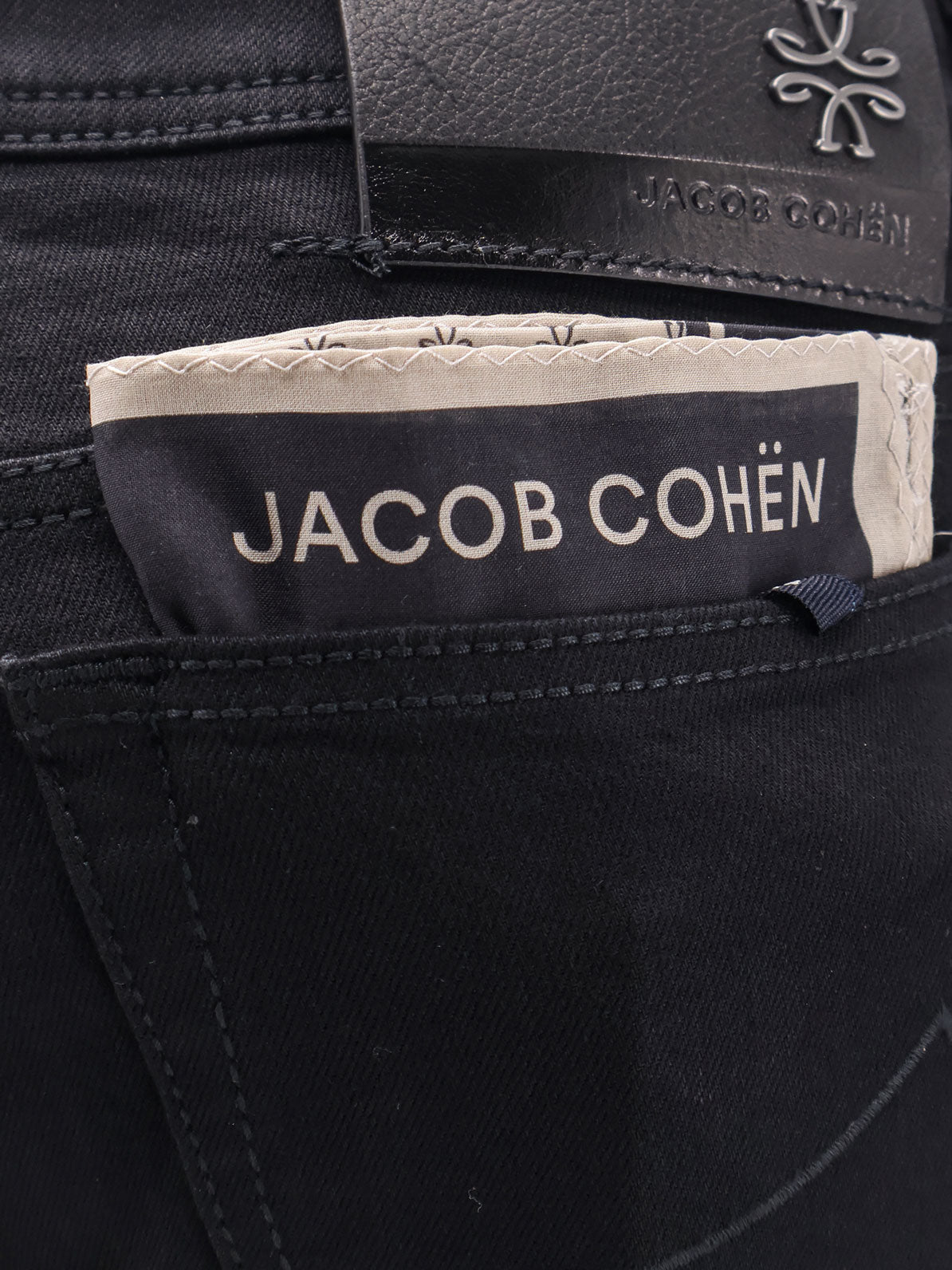 Pantaloni in misto cotone con targhetta Logo in pelle