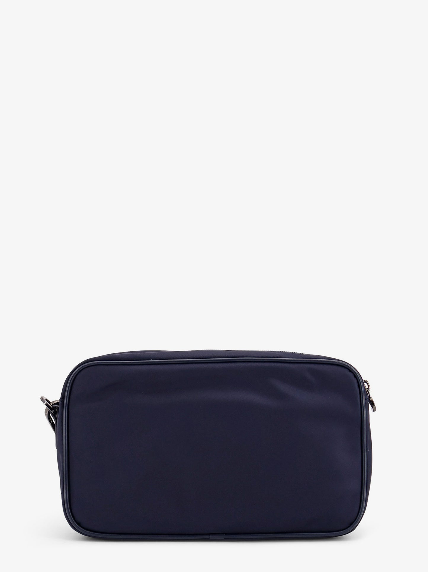 Nylon clutch bag with iconic logo embroidery