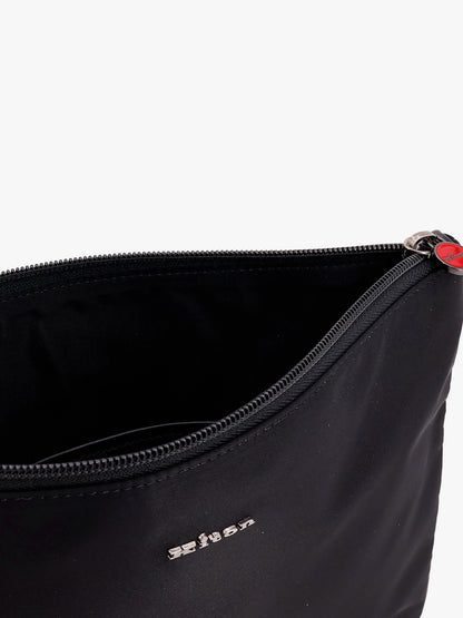 Nylon clutch bag with metal lettering logo thumbnail