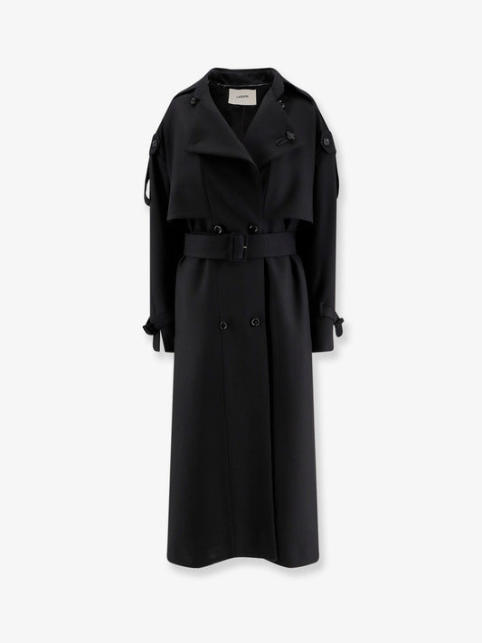 Funboy pure virgin wool trench with iconic brooch