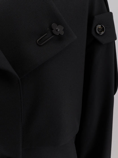 Funboy pure virgin wool trench with iconic brooch thumbnail