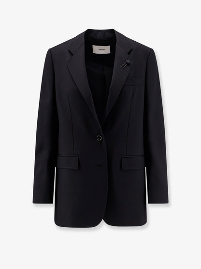 Virgin wool blazer with iconic brooch thumbnail