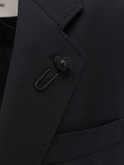 Virgin wool blazer with iconic brooch thumbnail