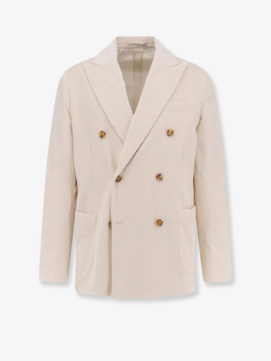 Double-breasted corduroy blazer