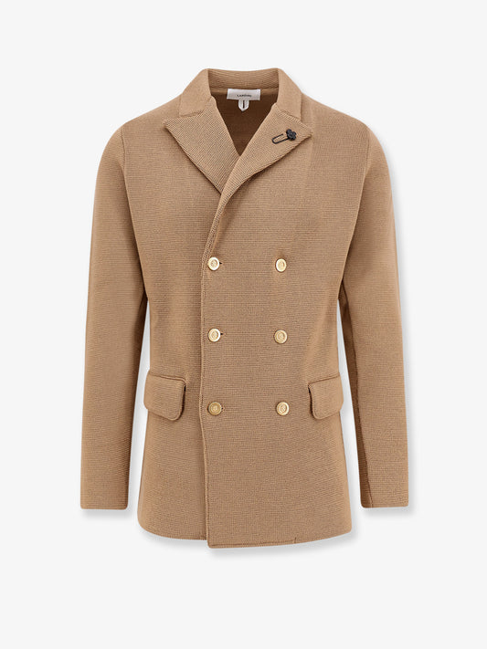 Knitted blazer with iconic brooch