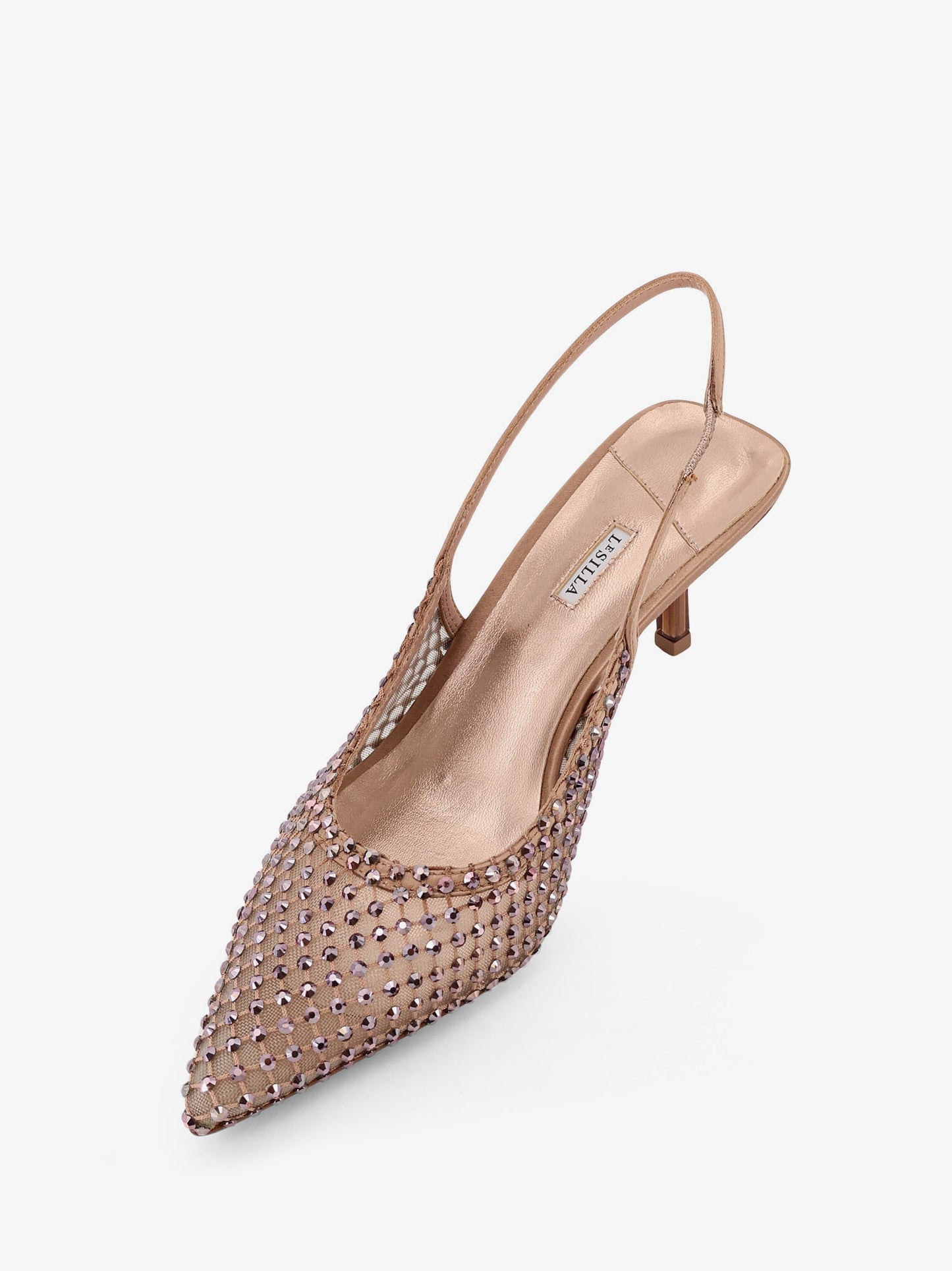 Gilda certified nylon and rhinestones slingback pumps
