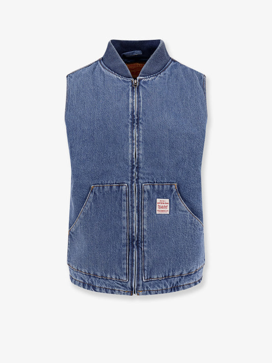 Padded denim vest