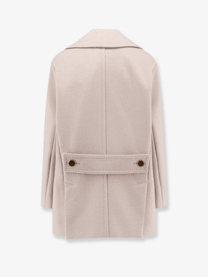 Berta cashmere peacoat with gold metal buttons thumbnail