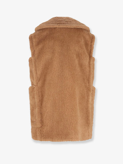 Breda camel and silk sleeveless coat thumbnail